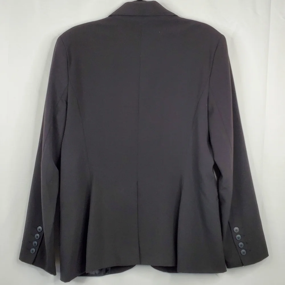 Norma Kamali Lined Black Blazer Size 16 One Button Jacket Office Preppy Career‎
